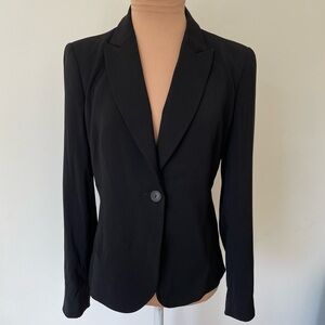 Theyskens' Theory Jabia Black Virgin Wool Blend Single Button Fitted Blazer Sz 2